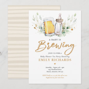 Invitation Un bébé brasse du Baby shower de bière vert