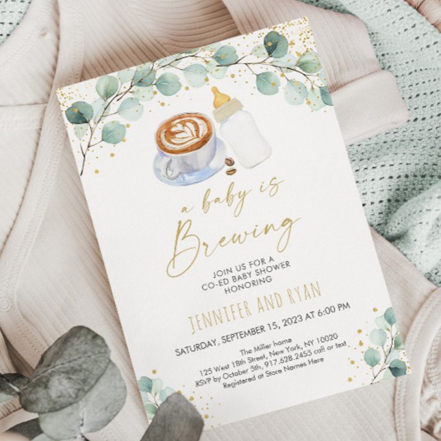 Invitation Un Bébé Brasse Du Baby shower De Café (Créateur téléchargé)