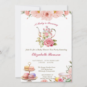 Invitation Un bébé brasse du Baby shower de Fleur Blush Tea I