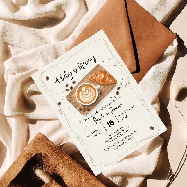 Invitation Un Bébé Brasse Du Café Baby shower À Thème (Créateur téléchargé)