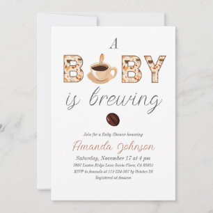 Invitation Un bébé brasse du café Baby shower à thème