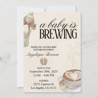 Invitation Un Bébé Brasse Du Café Baby shower Thème Evite
