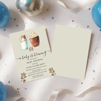Invitation Un bébé brasse du café et du Baby shower au lait