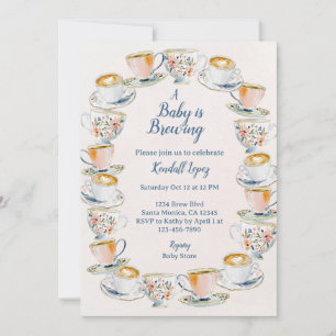 Invitation Un bébé brasse du café et du Baby shower de thé