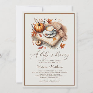 Invitation Un bébé brasse le Baby shower de café d'automne