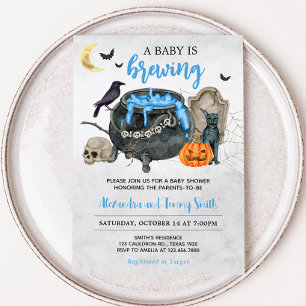 Invitation Un bébé brasse le Baby shower d'Halloween bleu