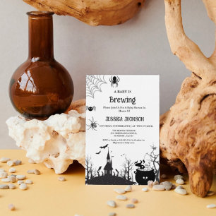 Invitation Un bébé brasse le Baby shower noir d'Halloween