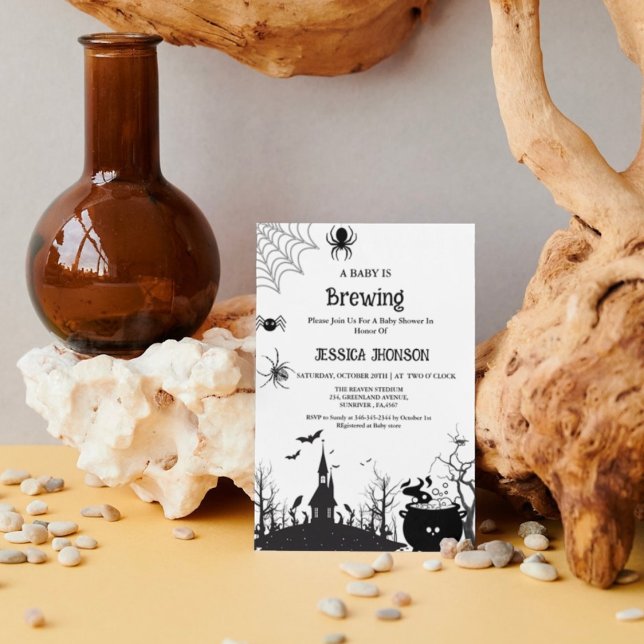 Invitation Un bébé brasse le Baby shower noir d'Halloween (Créateur téléchargé)