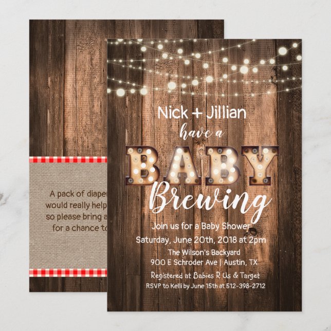 Invitation Un bébé brasse l'invitation de baby shower (Devant / Derrière)