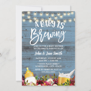 Invitation Un bébé brasse un Baby shower de bière bleu poussi