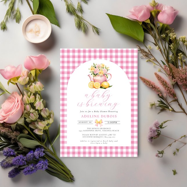 Invitation Un bébé brasse un Baby shower de fleurs roses (Créateur téléchargé)