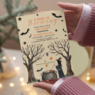 Invitation Un bébé brasse un Baby shower de sorcière d'Hallow