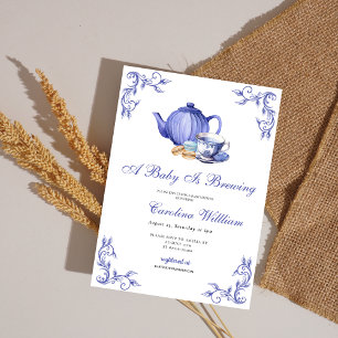 Invitation Un bébé brasse un Baby shower de Tea Party violet