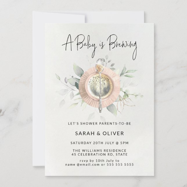 Invitation Un bébé brasse un baby shower de thé de l'après-mi (Devant)
