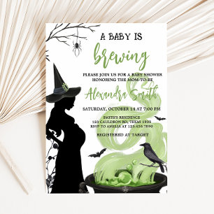 Invitation Un bébé brasse un Baby shower d'Halloween vert