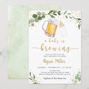 Invitation Un bébé brasse un Baby shower d'or de verdure