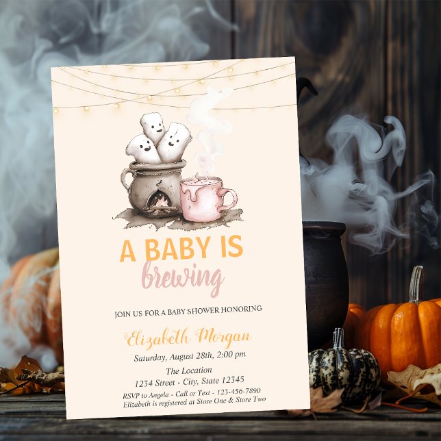 Invitation Un bébé brasse un Baby shower Pois d'Halloween (Créateur téléchargé)