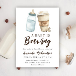 Invitation Un Bébé brasse une bouteille de café Baby shower