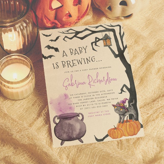 Invitation Un Bébé brasse une fille Baby shower d'Halloween (Créateur téléchargé)