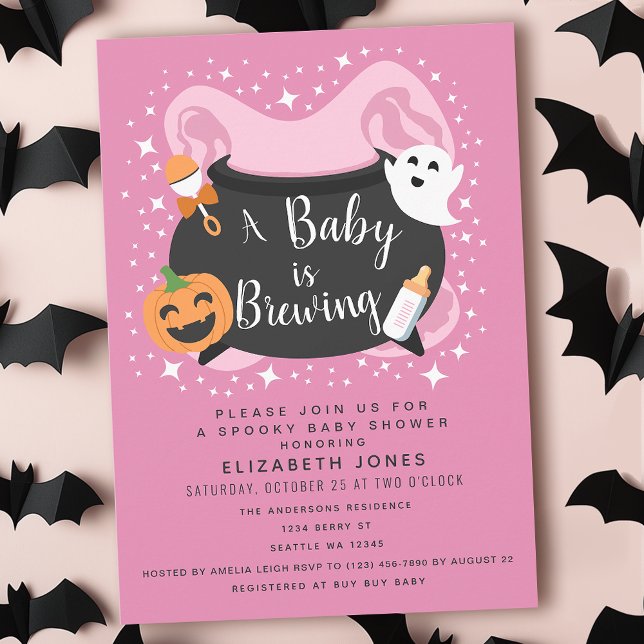 Invitation Un bébé brasse une fille Baby shower d'Halloween (Créateur téléchargé)