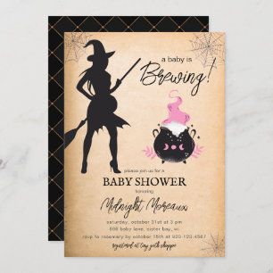 Invitation Un bébé brasse une sorcière Baby shower d'Hallowee