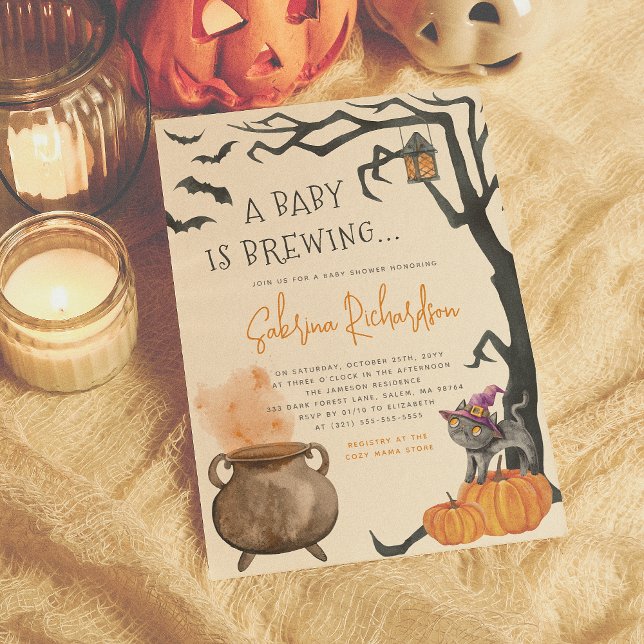 Invitation Un Bébé Brûle De Mignons Baby showers D'Halloween (Créateur téléchargé)