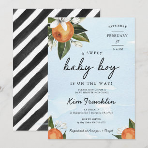 Invitation Un bébé doux garçon est sur le chemin Clementine O
