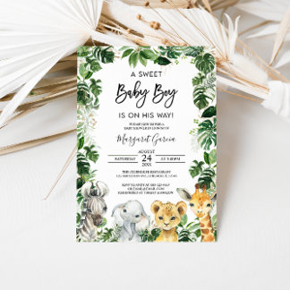 Invitation Un bébé doux garçon Jungle Safari Animaux Baby sho