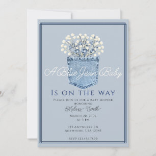 Invitation Un bébé en jean bleu