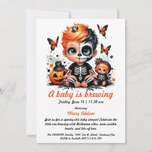 Invitation Un bébé est en route, bébé orange Halloween Shower