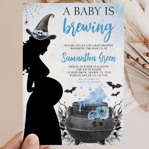 Invitation Un bébé est en train de brasser Blue Halloween Bab