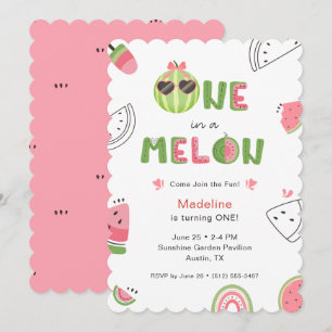 Invitation Un bébé fille pour un melon pastèque Premier anniv