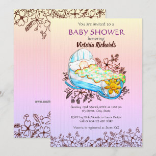 Invitation Un bébé Fleur sauvage russe dans un Baby shower de