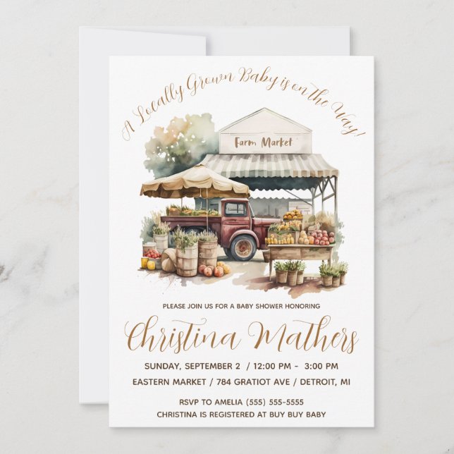 Invitation Un bébé local est en route ! Baby shower (Devant)