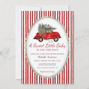 Invitation Un Bébé Mignon Arrive Bientôt Rouge Rustique