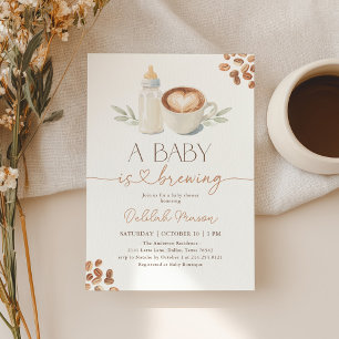 Invitation Un bébé prépare un café Gingham Baby Shower