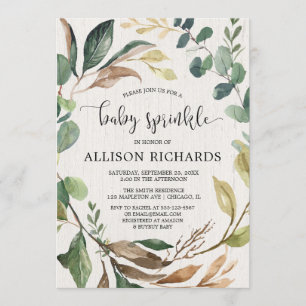 Invitation Un bébé rustique arroser une forêt neutre pour le 