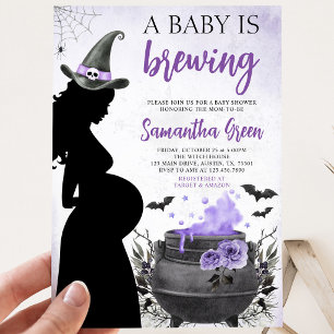 Invitation Un bébé se prépare Fête de bébé Halloween violette