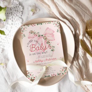 Invitation Un Berry Sweet Bébé rose Bow Girl Baby shower