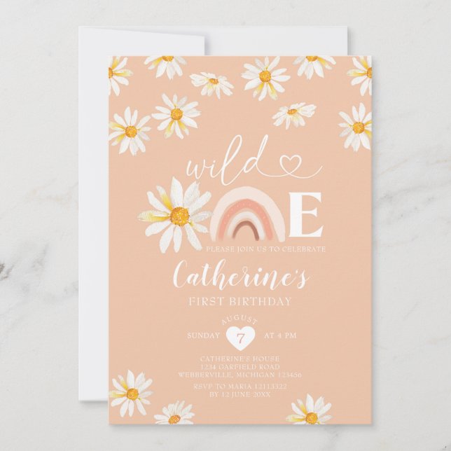Invitation Un Boho sauvage Anniversaire Arc-en-ciel Fleurs ma (Devant)