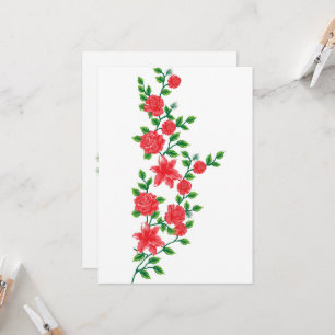Invitation un bouquet de fleurs rouges sur fond blanc