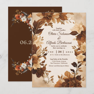 Invitation Un café et une crème Automne Floral thème Mariage