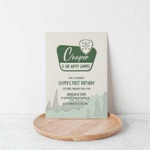 Invitation UN campeur heureux, Premier Anniversaire, Bois