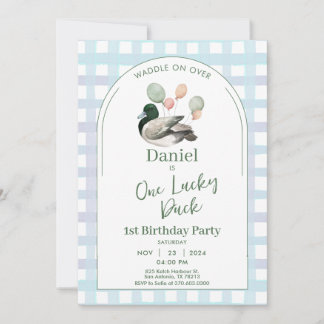 Invitation Un canard chanceux 1er appel d'anniversaire