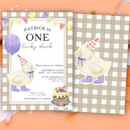 Invitation Un Canard chanceux Neutre Sexe Premier anniversair