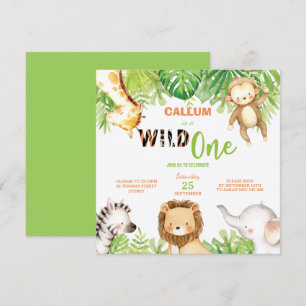Invitation Un Carré sauvage pour les animaux de la jungle