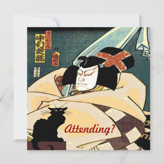 Invitation Un chat noir et un Japonais, en présence ? (Devant)