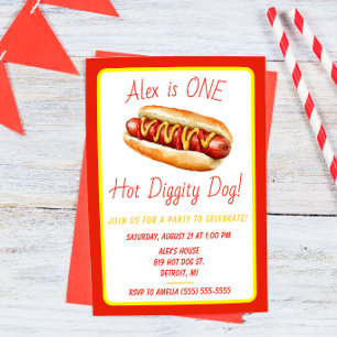 Invitation Un Chien Hot Diggity ! Hot Dog fête d'anniversaire