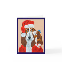 Un chiot Basset Hound disant à Santa ses vœux de N