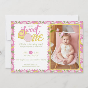 Invitation Un citron rose doux 1er anniversaire Photo